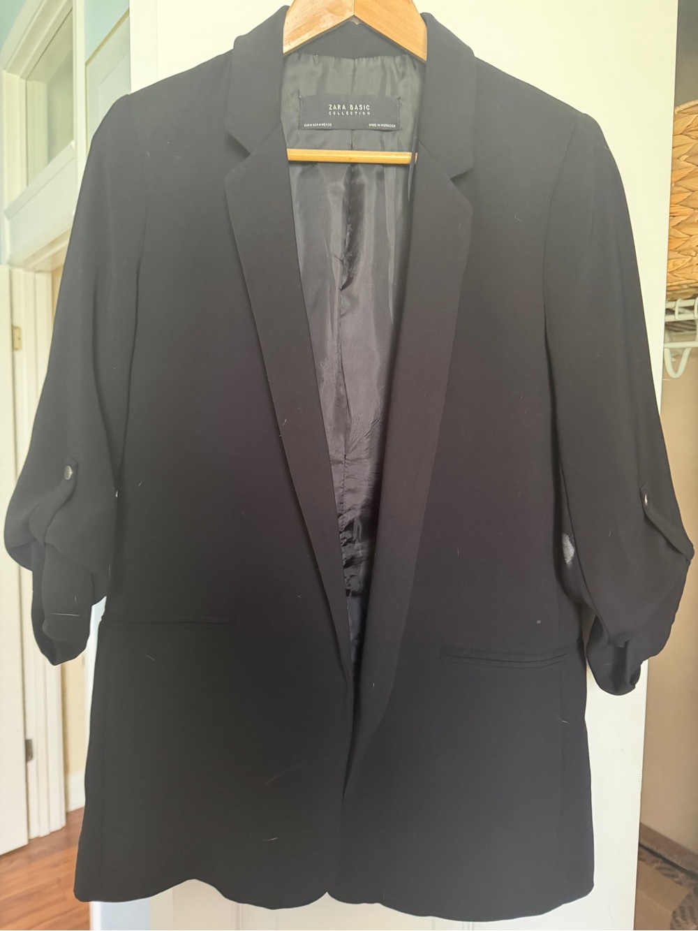 Zara Black Women's Blazer - Classic Open Front Sz M